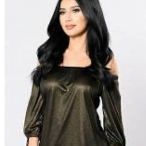 Fashion Nova Off Shoulder Shimmer Top